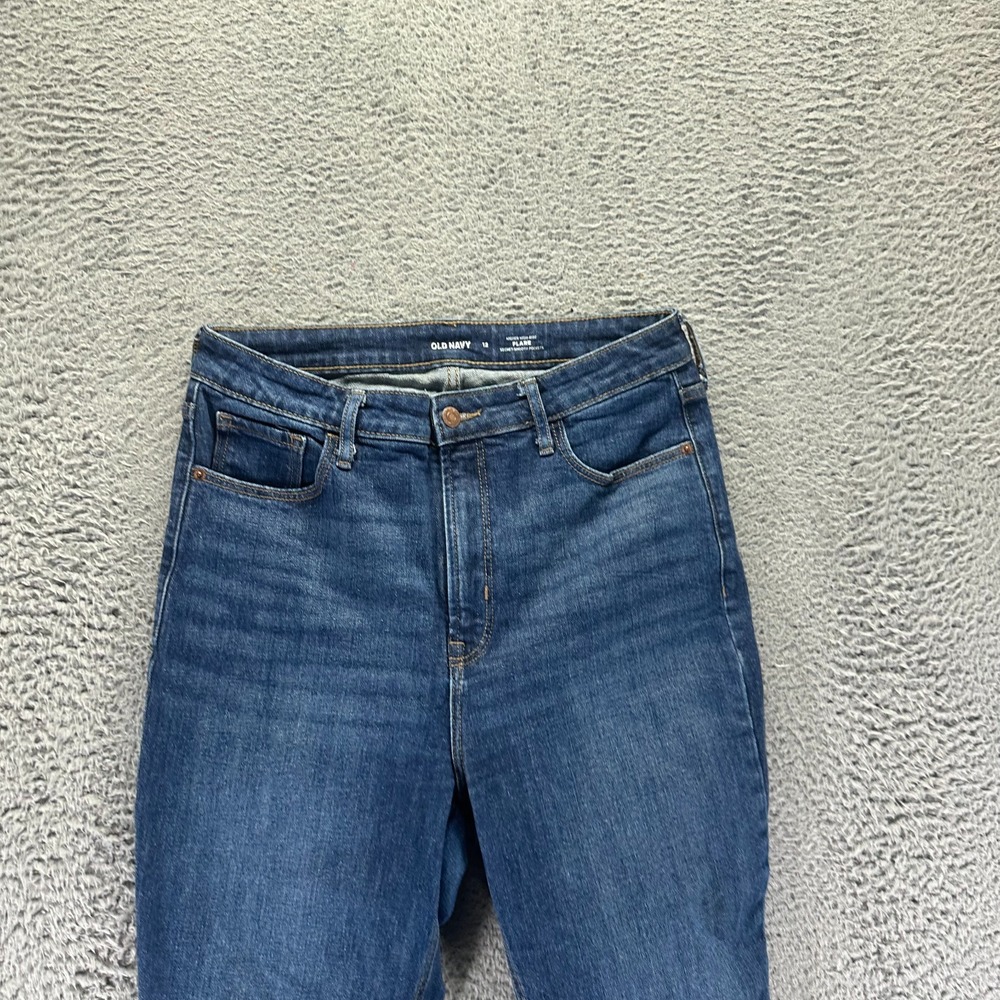 Old Navy Jeans Women's 12 Blue Cotton Denim Flared Workwear Travel Faded Stretch - Picture 2 of 11